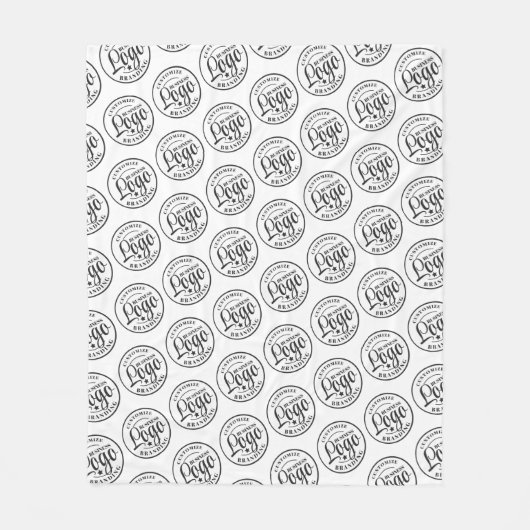 ロゴカスタム付きフリースブランケットプリント白黒 フリースブランケット (正面)