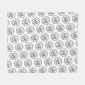 ロゴカスタム付きフリースブランケットプリント白黒 フリースブランケット (正面(横))