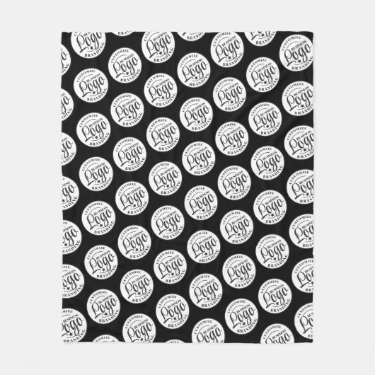 ロゴカスタム付きフリースブランケットプリント |黒 フリースブランケット (正面)