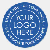 ロゴカスタム付きブルーサンキューステッカー ラウンドシール (正面)