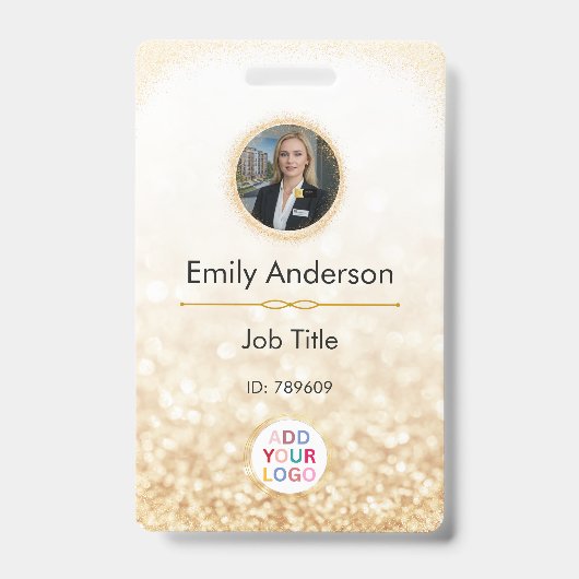 ロゴカスタム付き従業員の写真名バッジ バッジ (正面)