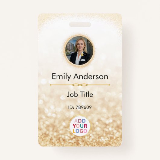 ロゴカスタム付き従業員の写真名バッジ バッジ (正面)