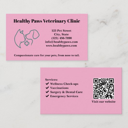 ロゴカスタム付き獣医クリニックの名刺 名刺 (正面/裏面)