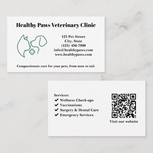 ロゴカスタム付き獣医クリニックの名刺 名刺 (正面/裏面)