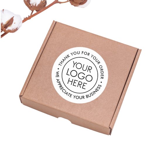 ロゴカスタム付き白黒お礼ステッカー ラウンドシール