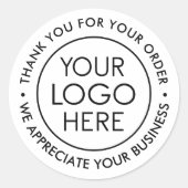 ロゴカスタム付き白黒お礼ステッカー ラウンドシール (正面)