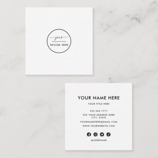 ロゴカスタム円のプロフェッショナル白丸を追加 スクエア名刺 (正面/裏面)