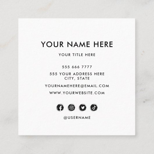 ロゴカスタム円のプロフェッショナル白丸を追加 スクエア名刺 (裏面)