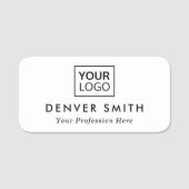 ロゴカスタム名とタイトルの白または任意の色 名札 (正面)