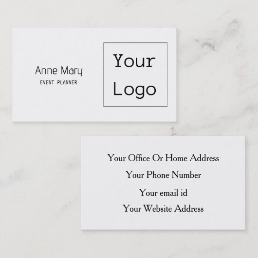 ロゴカスタム文字フォト白黒シンプル 名刺 (正面/裏面)