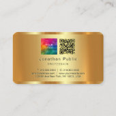 ロゴカスタム文字QRコードエレガント金ゴールド 名刺 (裏面)