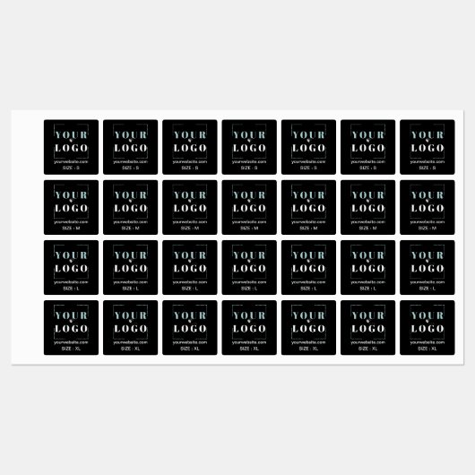 ロゴカスタム文字Webサイト服飾サイズスクエアブラック ラベル (シート)