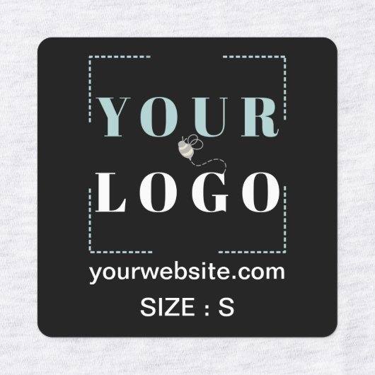 ロゴカスタム文字Webサイト服飾サイズスクエアブラック ラベル (デザイン1)