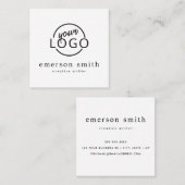 ロゴカスタム白ミニマリスト スクエア名刺 (正面/裏面)