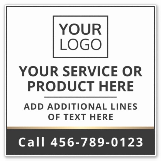 ロゴカスタム白黒サービススクエア シール (正面)