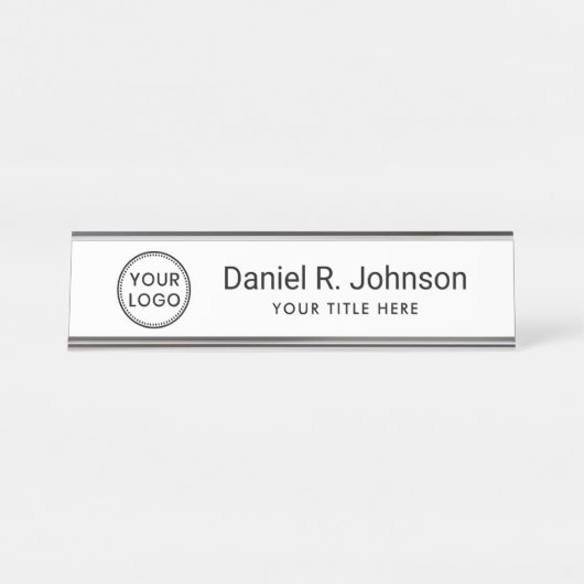 ロゴカスタム白 デスクネームプレート (正面)