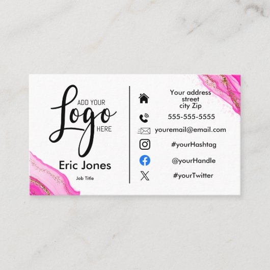 ロゴカスタムBUSロゴとソーシャルメディアバスの追加 名刺 (正面)