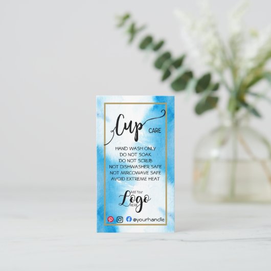 ロゴカップカードのビニ気にール水彩を追加する 名刺 (スタンド正面)