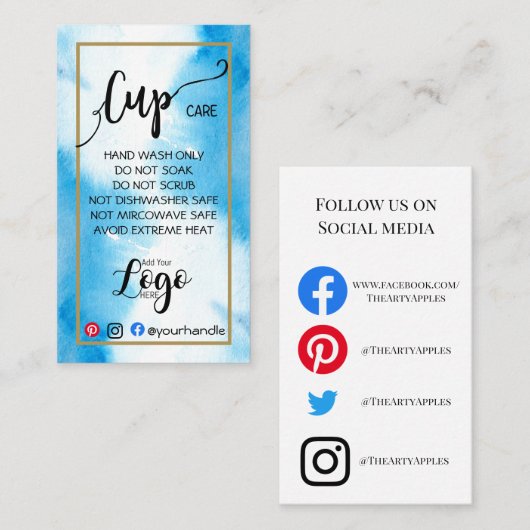 ロゴカップカードのビニ気にール水彩を追加する 名刺 (正面/裏面)