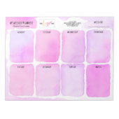 ロゴガーリーピンクパープルウォーターカラー週間プランナー ノートパッド (正面)