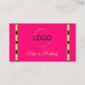 ロゴガーリー付きピンクシック金ゴールド縁どプロフェッショナル 名刺 (正面)