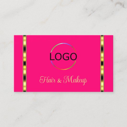 ロゴガーリー付きピンクシック金ゴールド縁どプロフェッショナル 名刺 (正面)