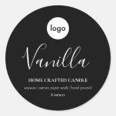 ロゴキャンドルラベルミニマリストブラックシール ラウンドシール (正面)
