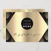 ロゴギフト券ブラック金ゴールドヘアメイクアップ (正面/裏面)
