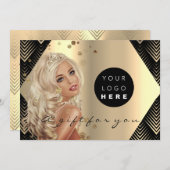 ロゴギフト証明書ブラック金ゴールドヘアウェルネス (正面/裏面)