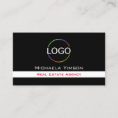 ロゴクラシックとフォトのプロフェッショナルを含む白黒 名刺 (正面)