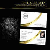 ロゴクラシックと写真が付いた金ゴールドの平白の装飾 名刺