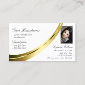 ロゴクラシックと写真が付いた金ゴールドの平白の装飾 名刺 (裏面)