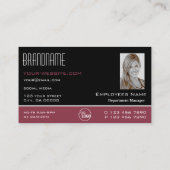 ロゴクラシックと写真が入ったブラックブルゴーニュスタイリッシュ 名刺 (裏面)