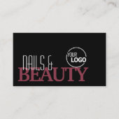 ロゴクラシックと写真が入ったブラックブルゴーニュスタイリッシュ 名刺 (正面)