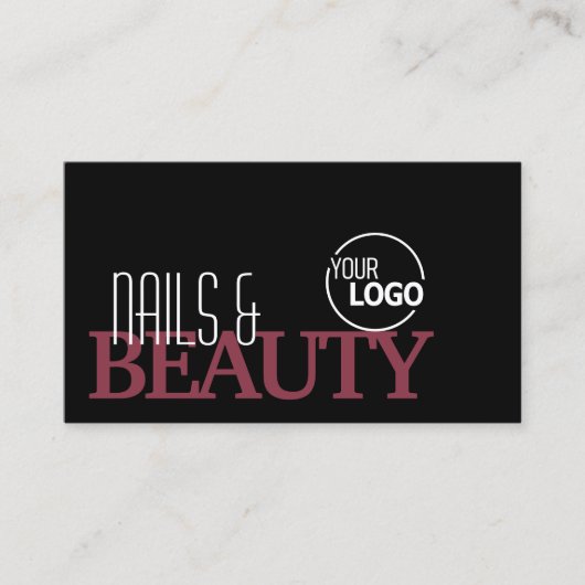 ロゴクラシックと写真が入ったブラックブルゴーニュスタイリッシュ 名刺 (正面)