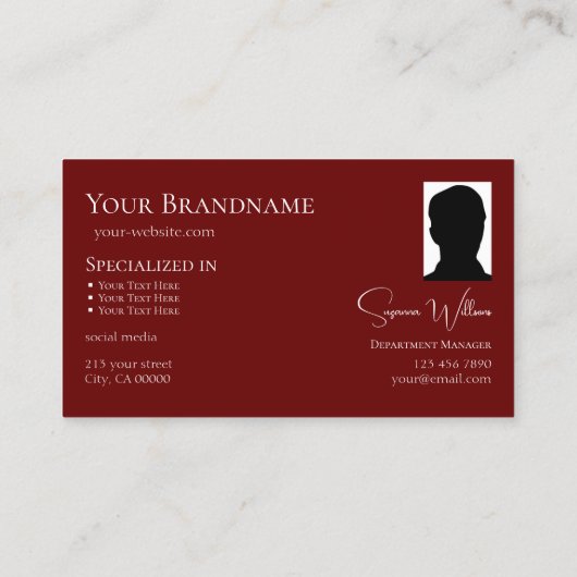 ロゴクラシックと写真が入った白ワインの赤 名刺 (裏面)