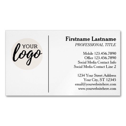 ロゴクラシックと情報を含むデザイン連絡 マグネット名刺 (正面)