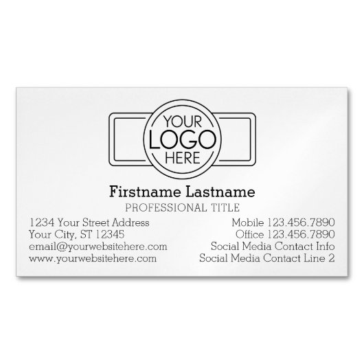 ロゴクラシックと情報を含むデザイン連絡 マグネット名刺 (正面)