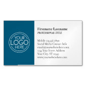 ロゴクラシックと情報を含む連絡デザイン – 青 マグネット名刺 (正面)
