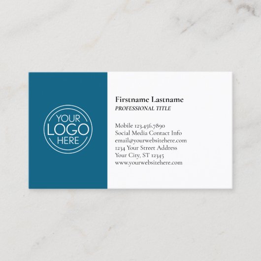 ロゴクラシックと情報を含む連絡デザイン – 青 名刺 (正面)