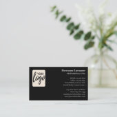 ロゴクラシックと情報を含む連絡デザイン – 黒 名刺 (スタンド正面)