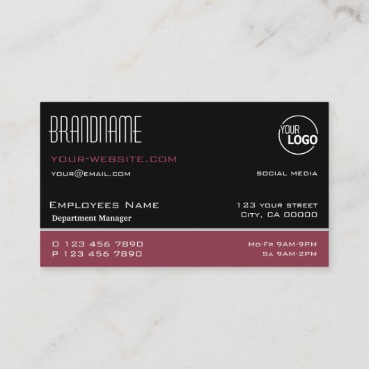 ロゴクラシック付きブラックバーシンプルグンディスタイリッシュ 名刺 (裏面)