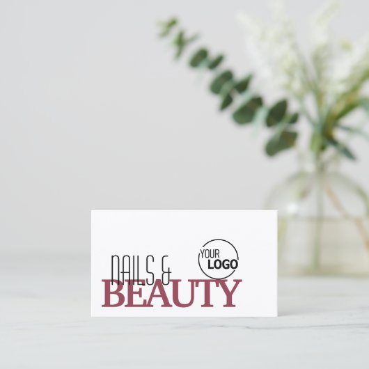 ロゴクラシック付きホワイトバシンプルルガンスタイリッシュディ 名刺 (スタンド正面)