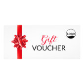 ロゴクラシック付きラックカー付きリボン赤いギフトバウチャー ラックカード (正面)