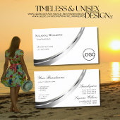 ロゴクラシック付き無地ホワイトノーブル銀色の装飾 名刺