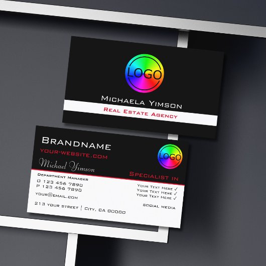 ロゴクラシック付き白黒プロフェッショナル 名刺