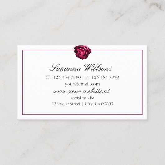 ロゴクラシック付き白黒レッドローズシンプル 名刺 (裏面)