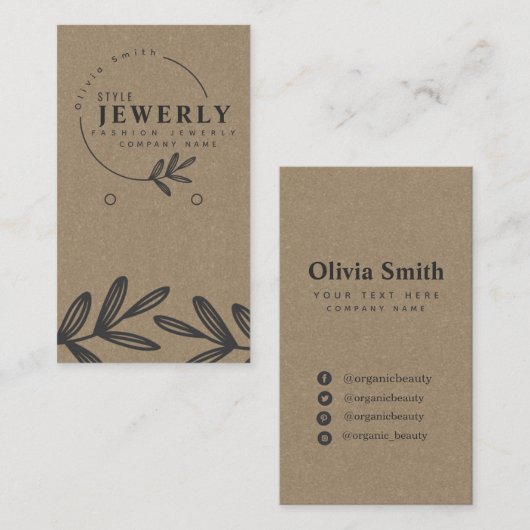 ロゴクラフトフローラリーフイヤリングディスプレイ 名刺 (正面/裏面)