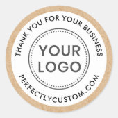 ロゴクラフト紙ルック縁どビジネス感謝していユー ラウンドシール (正面)