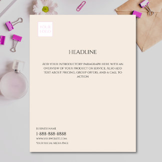 ロゴクリーミニマルムビジネスマーケティングチラシ